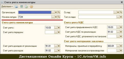 Особенности справочника Номенклатура в 1С:Бухгалтерии