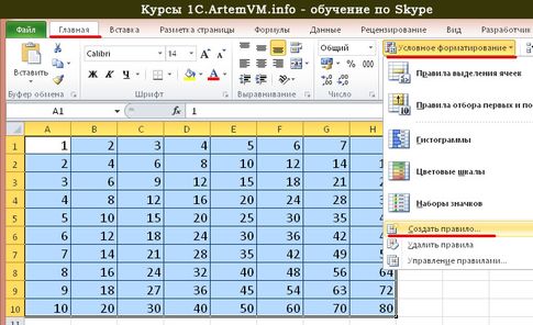 Условное форматирование ячеек Excel
