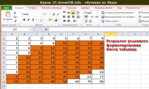 Условное форматирование ячеек Excel