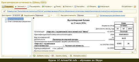 Виды отчётов в 1С
