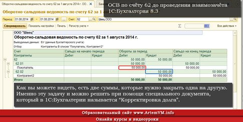 Взаимозачет в 1С:Бухгалтерии 8.3