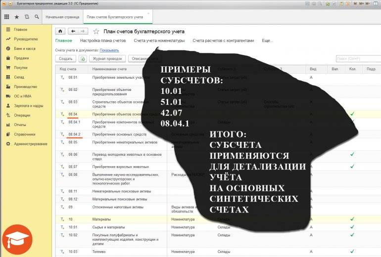Субсчет это